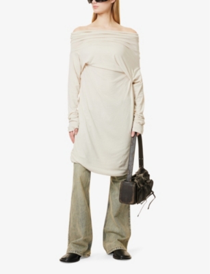 Entire Studios Womens Bound Draped Stretch-cotton Top Stone In Stone