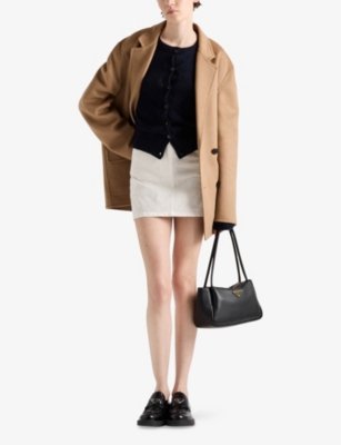 Prada Logo-appliqué Denim Mini Skirt In White