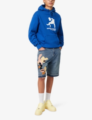 KIDSUPER: Portrait Patches Denim-Blend Shorts