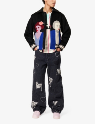 KIDSUPER: Patchwork Varisty Relaxed-Fit Wool Jacket