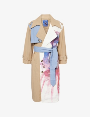 KIDSUPER: Painted Girl Belted Lined and Cotton Trench Coat