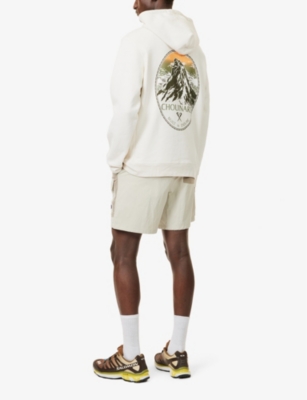 Shop Patagonia Mens  Graphic-print Kangaroo-pocket Jersey Hoody In Birch White