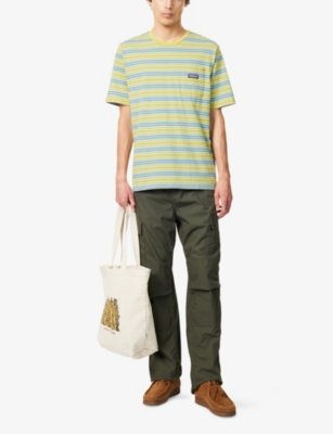 Patagonia Mens Daily Pocket Striped Cotton-jersey T-shirt Bundle Green In Bundle Green