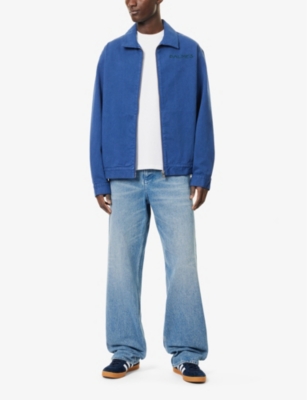 Palmes Mens Tower Brand-embroidery Relaxed-fit Denim Jacket Blue In Blue
