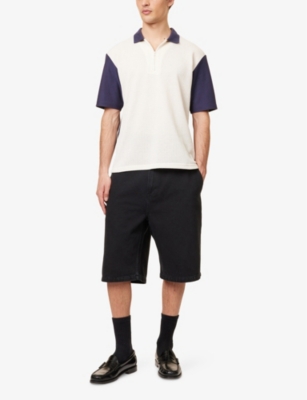 PALMES: Textured Contrast-Knit Regular-Fit Cotton-Jersey Polo Shirt