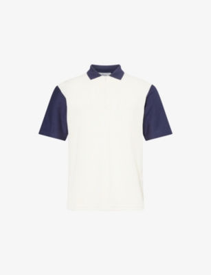 PALMES: Textured Contrast-Knit Regular-Fit Cotton-Jersey Polo Shirt