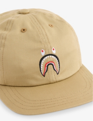A BATHING APE: Shark-Embroidery Panelled Cotton Adjustable Cap