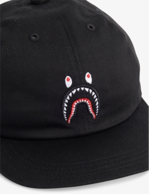A BATHING APE: Shark-Embroidery Panelled Cotton Adjustable Cap