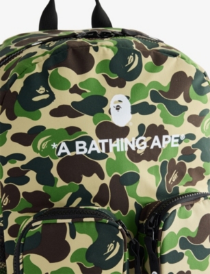 A BATHING APE: Camo Bape Woven Backpack