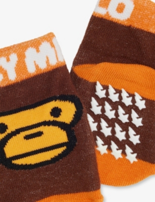 A BATHING APE ROWN BA BB MILO STRETCH-WOVEN SOCKS 1-3 YEARS 