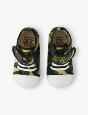 A BATHING APE: Kids' Camo Mid-Top Canvas Trainers
