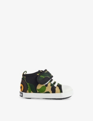 A BATHING APE: Kids' Camo Mid-Top Canvas Trainers