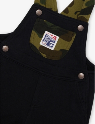 A BATHING APE: Camouflage Brand-Patch Cotton-Jersey Dungaree 6-9 Months