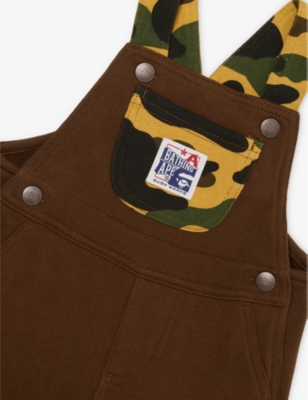 A BATHING APE: Camouflage Brand-Patch Cotton-Jersey Dungaree 6-9 Months