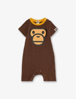 A BATHING APE: Milo Face Cotton Romper 6-9 months