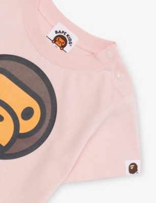 A BATHING APE PINK BABY MILO GRAPHIC-PRINT COTTON-JERSEY T-SHIR 