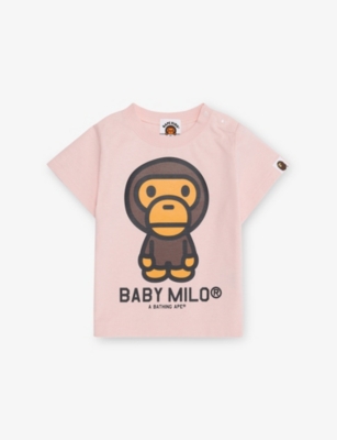 A BATHING APE PINK BABY MILO GRAPHIC-PRINT COTTON-JERSEY T-SHIR 