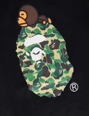 A BATHING APE: Camo Milo Big Ape Crewneck Cotton-Jersey T-Shirt 2-9 Years
