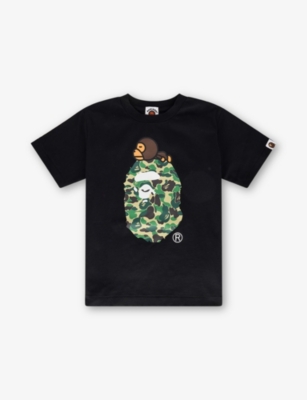A BATHING APE: Camo Milo Big Ape Crewneck Cotton-Jersey T-Shirt 2-9 Years