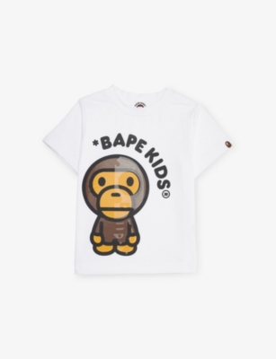 A Bathing Ape Kids' White Baby Milo Glow In The Dark Graphic-print Cotton-jersey T-shirt 1