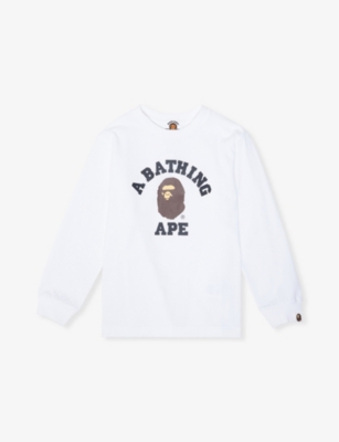 A BATHING APE: College Long-Sleeve Cotton T-Shirt 2-9 Years