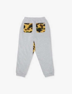 A BATHING APE GRAY CAMO COLLEGE LOGO-PRINT COTTON JOGGING BOTTOMS 2-9