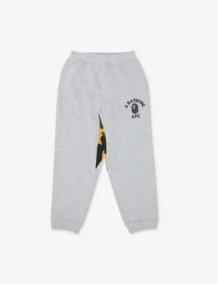 A BATHING APE: Camo College Logo-print Cotton Jogging Bottoms 2-9 Years