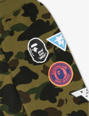 A BATHING APE: Camo Printed Cotton Jogging Bottoms 2-9 Years
