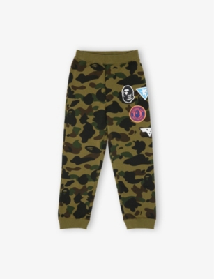 A BATHING APE: Camo Printed Cotton Jogging Bottoms 2-9 Years