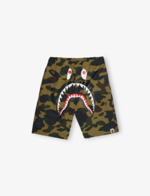 A BATHING APE: Camo Shark Woven Shorts 2-9 Years