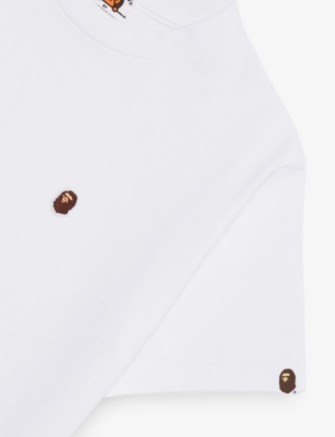 A BATHING APE: Ape Head One Point Embroidered Cotton T-Shirt 4-9 Years
