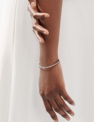TIFFANY & CO: Tiffany T 18ct white-gold and 0.31ct brilliant-cut diamond bangle