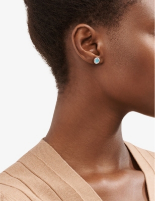 TIFFANY & CO: Tiffany T Circle 18ct white-gold and turquoise stud earrings