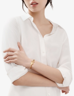 Tiffany & Co Womens Yellow Gold Tiffany T Wide Wire 18ct Yellow-gold Bracelet In Yellow Gold