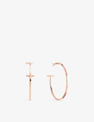 TIFFANY & CO: Tiffany T Wire XL 18ct rose-gold hoop earrings