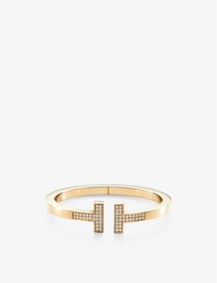 TIFFANY CO Tiffany T pave set 18ct yellow gold and 0.74ct brilliant cut diamond bracelet Selfridges