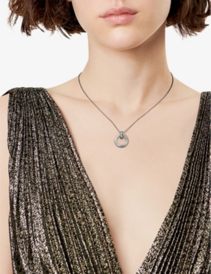 TIFFANY & CO: Tiffany T T1 Narrow Circle 18ct white-gold and 0.24ct brilliant-cut diamond pendant necklace