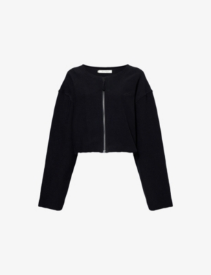 Shop Honor The Gift Womens Black Honor Cropped Cotton-jersey Sweatshirt