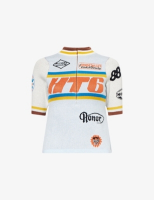 HONOR THE GIFT WOMENS MULTI RACING MOCK-NECK KNITTED TOP