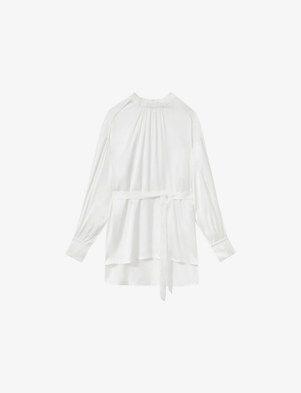Lina belted-waist woven blouse