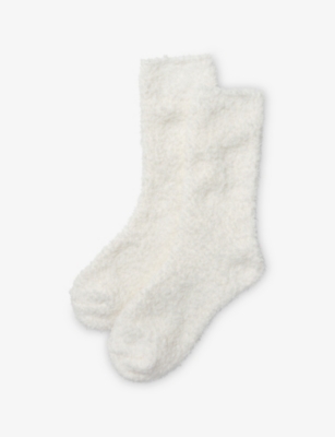 The White Company S Ivory Snuggle Fluffy Stretch-woven Socks In White