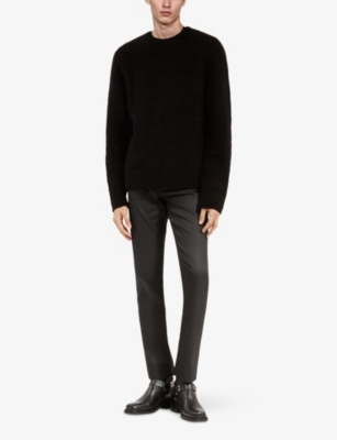 The Kooples Mens  Crewneck Knitted Jumper In Black Stone