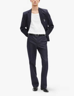 THE KOOPLES: Brand-Appliqué Regular-Fit Stretch-Denim Blazer