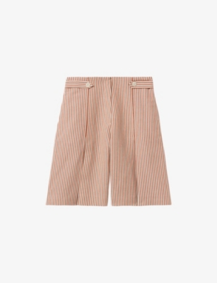 Claudie Pierlot Womens  Striped Wide-leg Cotton And Linen Shorts In Divers