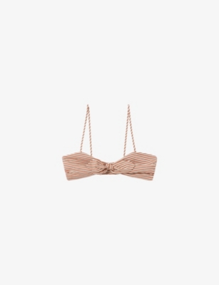 Claudie Pierlot Womens  Striped Tie-front Cotton And Linen Top In Divers