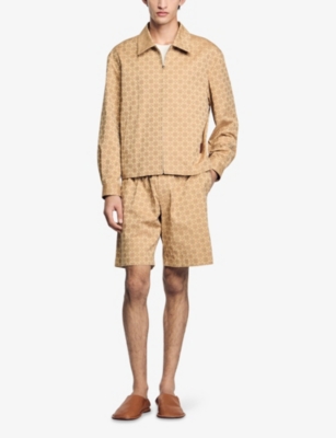 SANDRO: Monogram-Print Regular-Fit Cotton Jacket