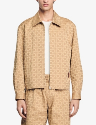 Monogram-Print Regular-Fit Cotton Jacket