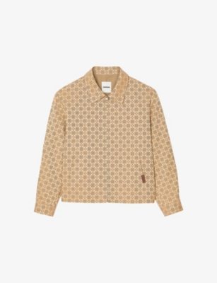 SANDRO: Monogram-Print Regular-Fit Cotton Jacket