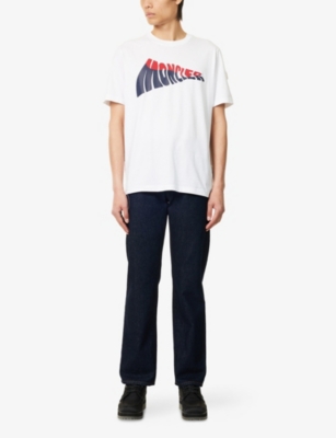 MONCLER: Wavey Script Logo-Print Cotton T-Shirt