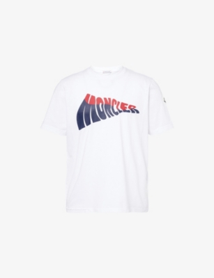 MONCLER: Wavey Script Logo-Print Cotton T-Shirt